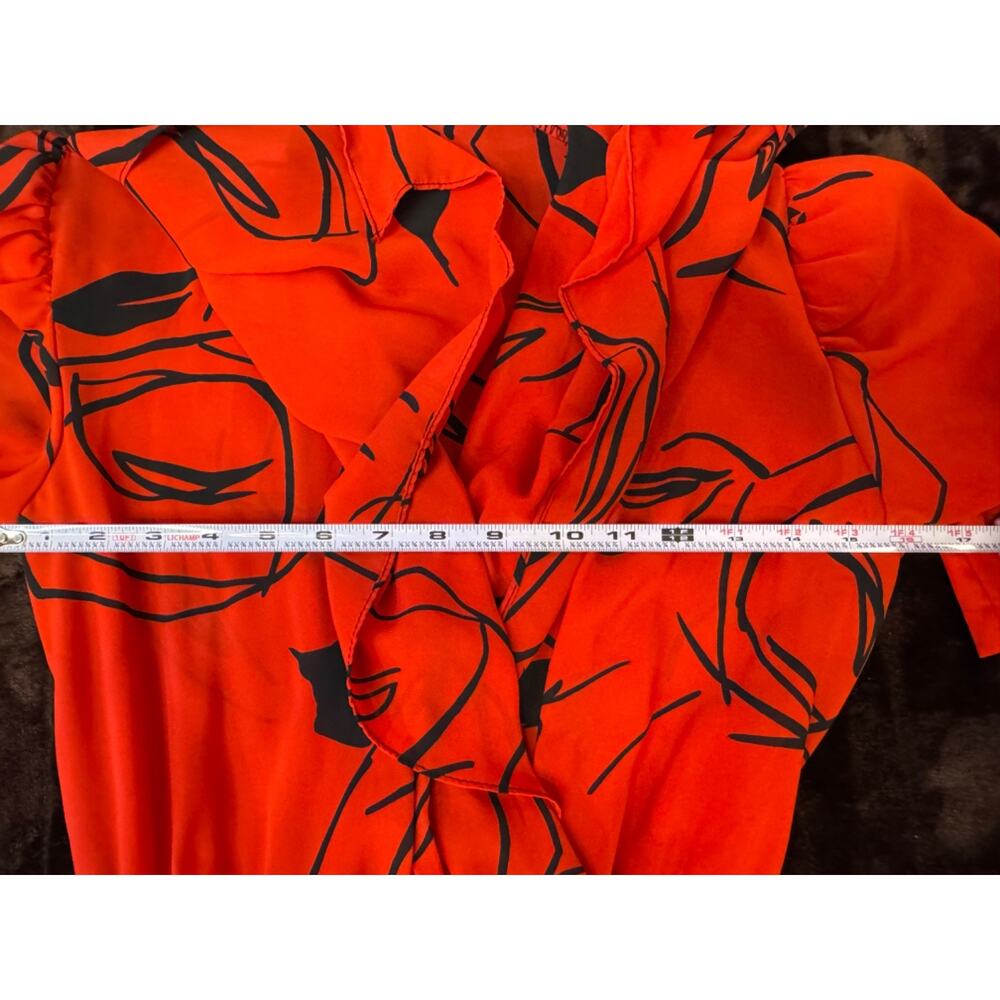 80s Vintage Secretary Boss Lady Red Dress Size S Pre-Owned - Picture 10 of 13